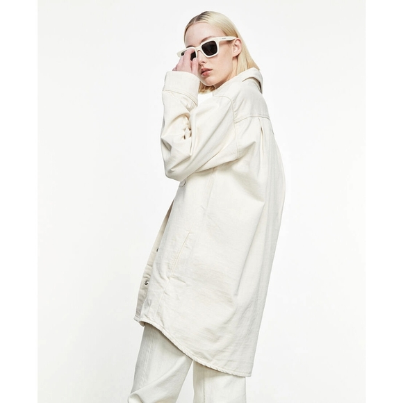 The Kooples Ecru Minimilist Lag & Look Denim Shacket - Picture 5 of 10